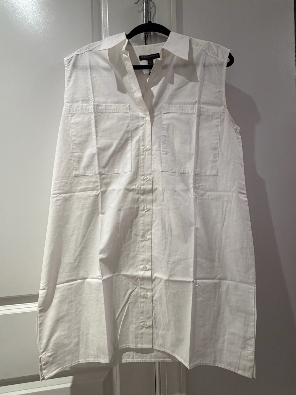 Banana Republic Factory White Sleeveless Button-Down Tunic Shirt Dress - Picture 9 of 9